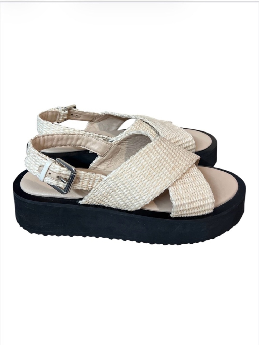 Anthropologie Maeve  Chrissy Platform Sandals Size 41 10/10.5 Cream